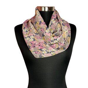 Infinity Scarf Pink Floral Lightweight Semi-Sheer
